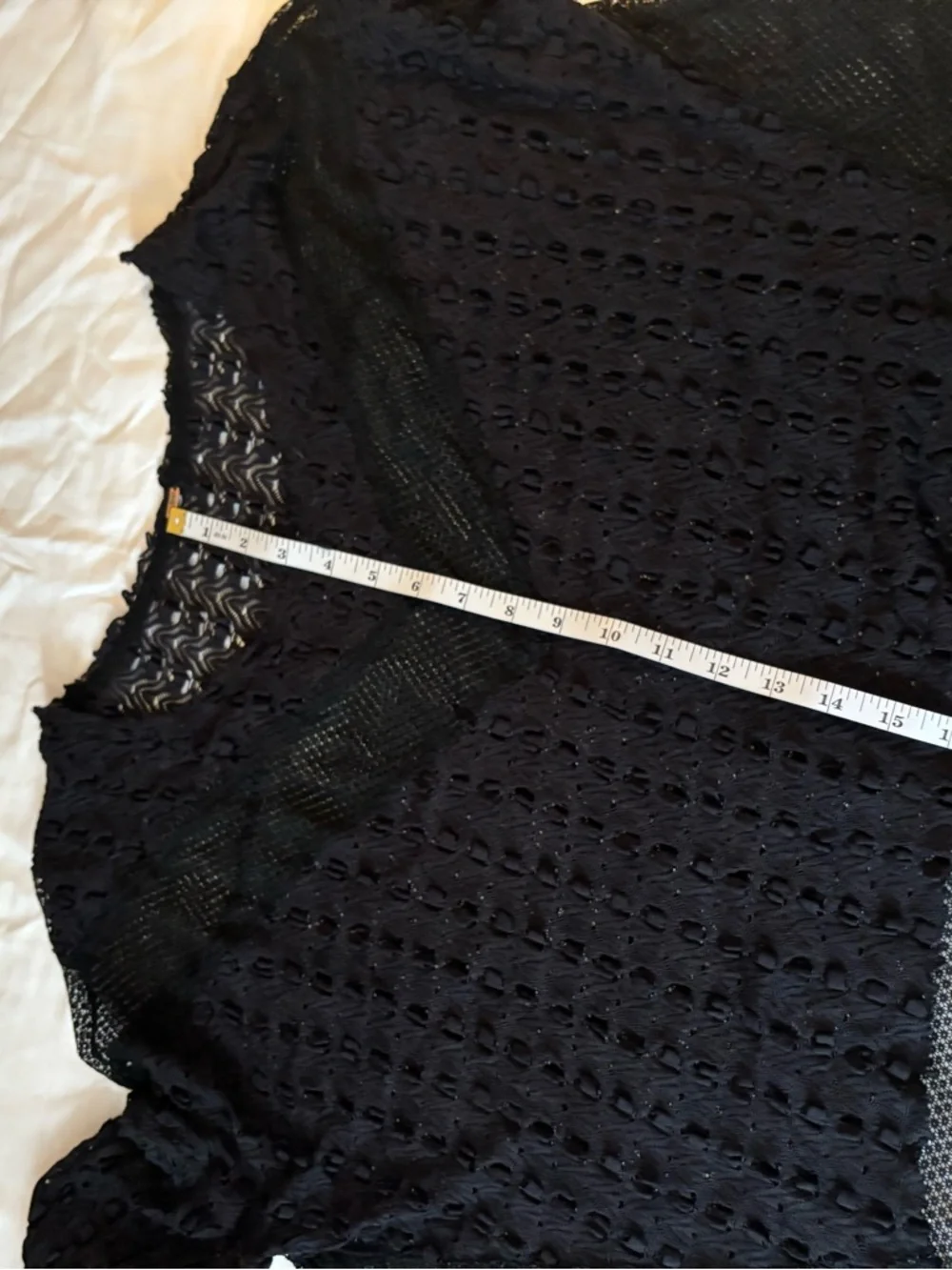 Free People Black Sheer Lace Mesh Top Boho Textured Top S Goth Emo Edgy Boho